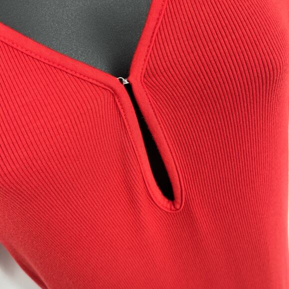 Enza Costa Women's NEW Stretch Silk Knit Half Sleeve Keyhole Top Size XL Red - Picture 6 of 9